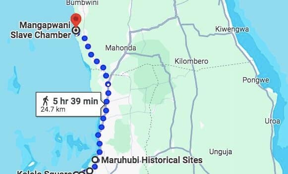 Half-Day Zanzibar Slave Trade Exploration 6 Map showing the tour